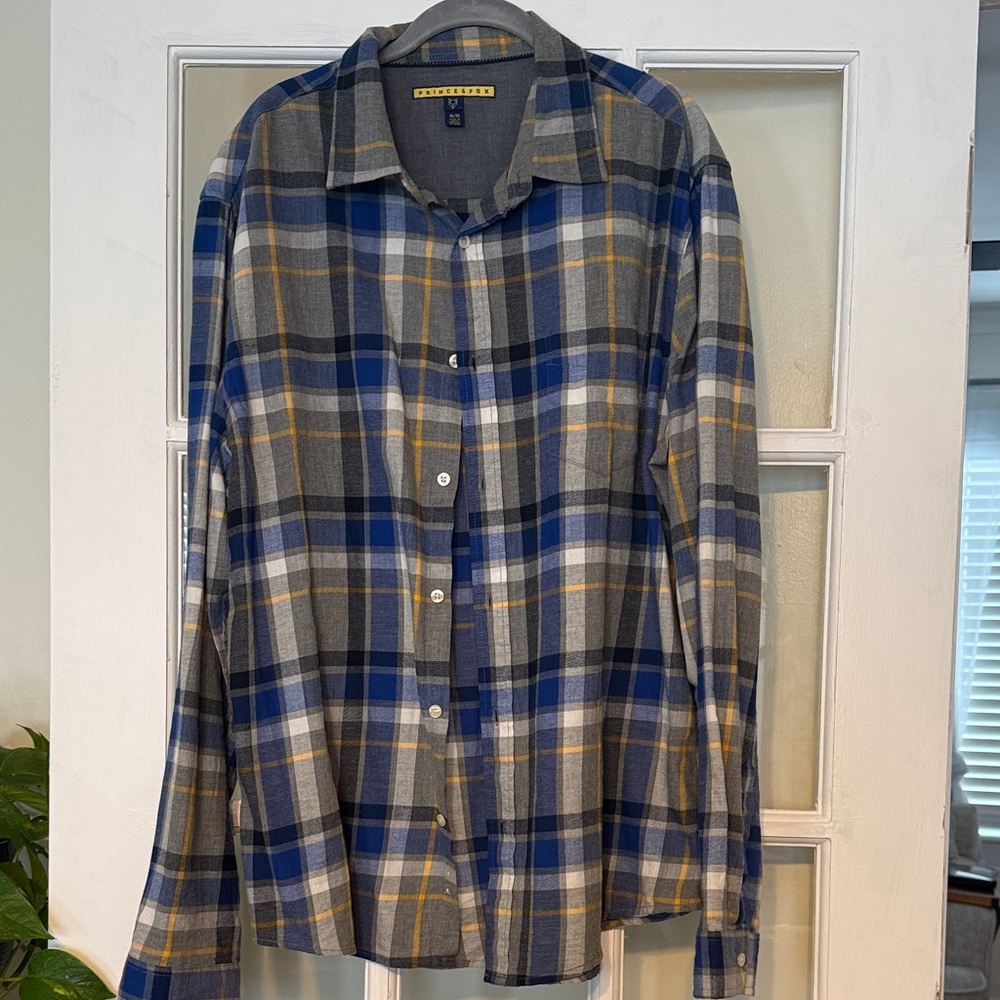 Prince & Fox Blue and Yellow Plaid Button-Down Shirt